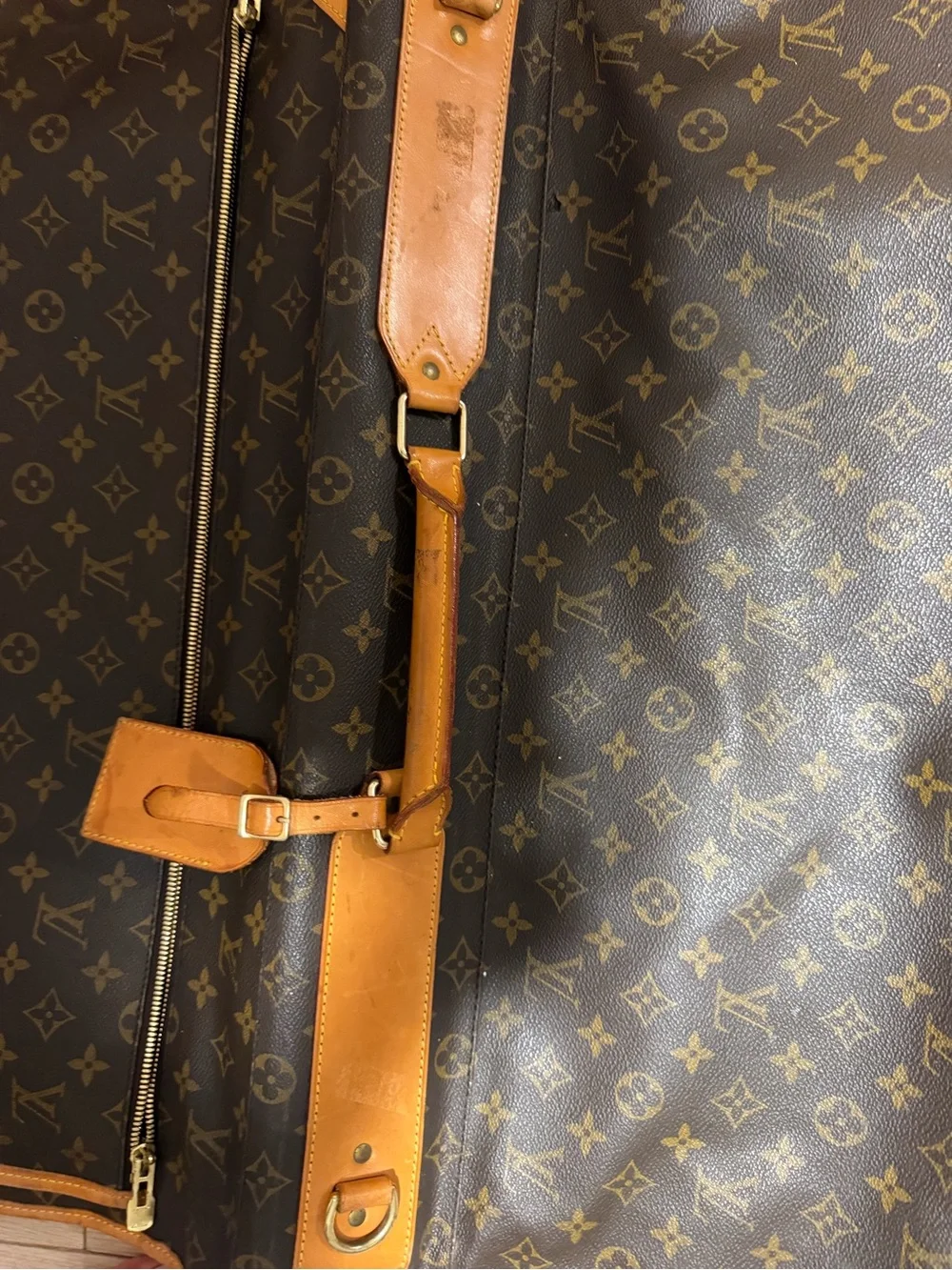 Louis Vuitton Olive Green Garment Bag with Tan Trim